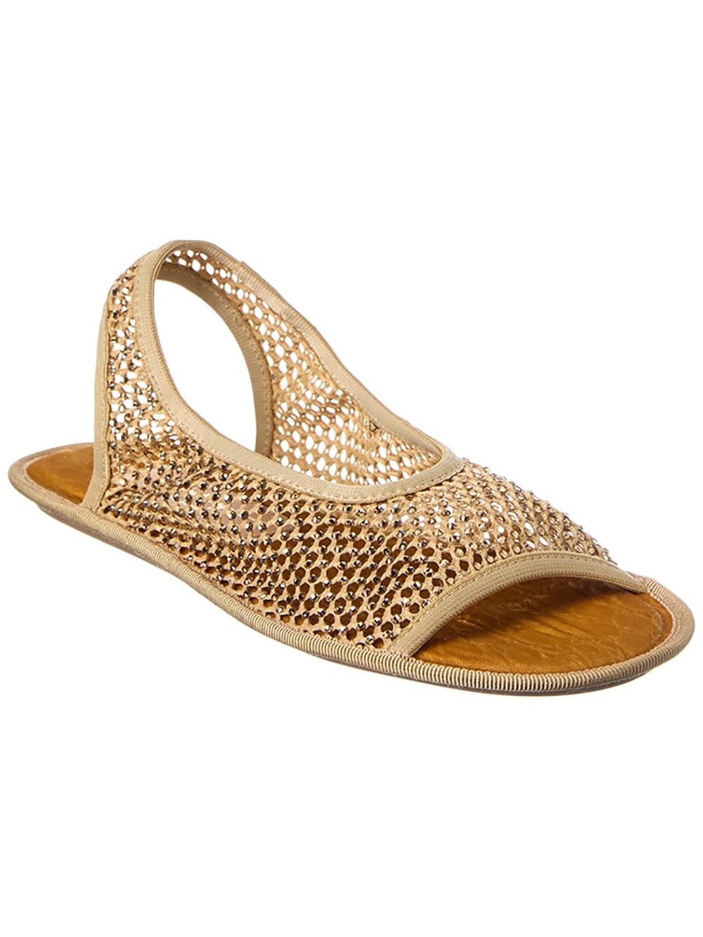 Salvatore Ferragamo Gold Crystal Mesh Slingback Sandal